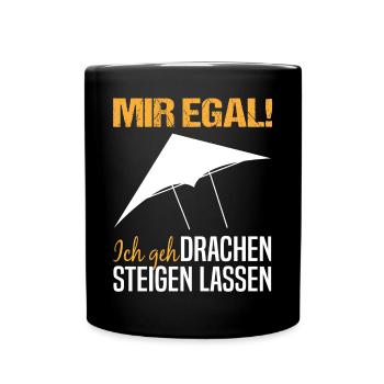 Drachenfliegen Drachensteigen Spruch Geschenk - Tasse einfarbig - Schwarz - Vorne