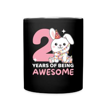 Rabbit for 2nd birthday Children two years old - Full Colour Mug - black - Front