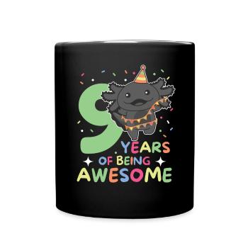 Axolotl for 9th birthday children nine years old - Full Colour Mug - black - Front