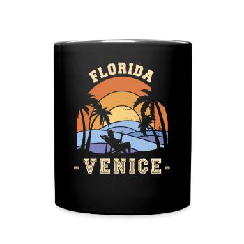 Florida-Venedig-Palmen-Ferien-Ozean-Surfen - Tasse einfarbig - Schwarz - Vorne