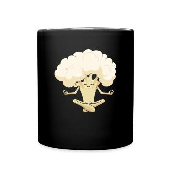 Blumenkohl Yoga - Tasse einfarbig - Schwarz - Vorne