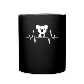 Koala Herzschlag - Tasse einfarbig - Schwarz - Vorne