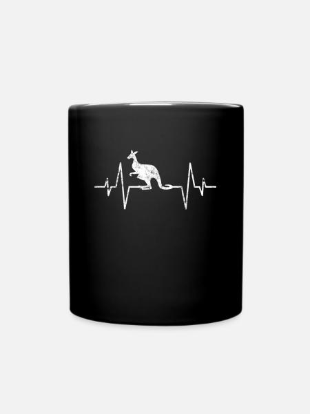 Känguru Herzschlag - Tasse einfarbig - Schwarz