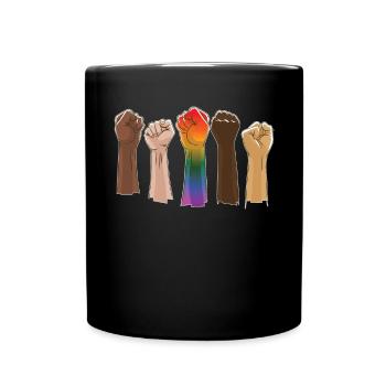 Raised fist, black power unit, - Full Colour Mug - black - Front