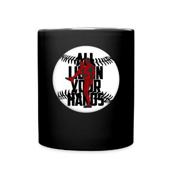 Funny baseball player with reclining - Full Colour Mug - black - Front