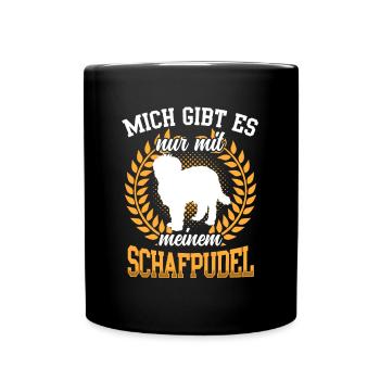 Mich gibt es nur mit Schafpudel Hütepudel - Tasse einfarbig - Schwarz - Vorne