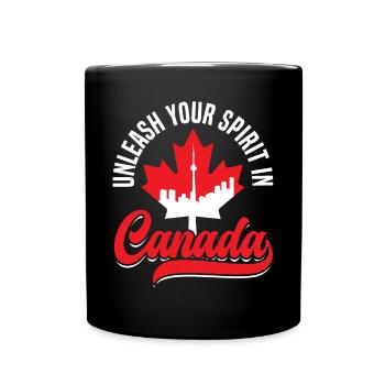 Bonne fête du Canada Drapeau canadien Feuille d’érable - Mug uni - noir - Devant