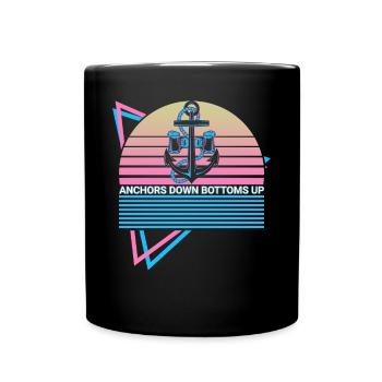 Lustige Bootsfahrt Retro - Tasse einfarbig - Schwarz - Vorne