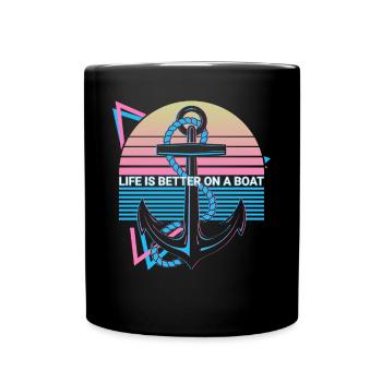 Lustige Bootsfahrt Retro - Tasse einfarbig - Schwarz - Vorne