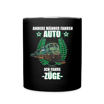 Züge Eisenbahn Lokführer Zug Bahn Beruf Spruch - Tasse einfarbig - Schwarz - Vorne