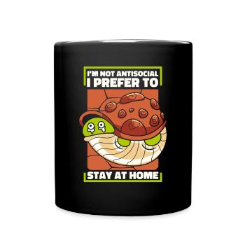 Pas antisocial préfère rester à la maison Tortue - Mug uni - noir - Devant