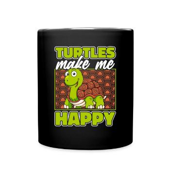 Turtles Make Me Happy Tortoise Turtle - Full Colour Mug - black - Front