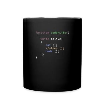 Lustiger Programmierer Life Function - Tasse einfarbig - Schwarz - Vorne