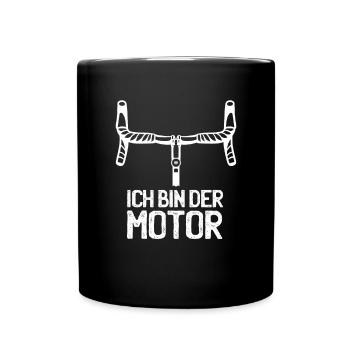 Ich Bin Der Motor Lustiges Biker MTB - Tasse einfarbig - Schwarz - Vorne