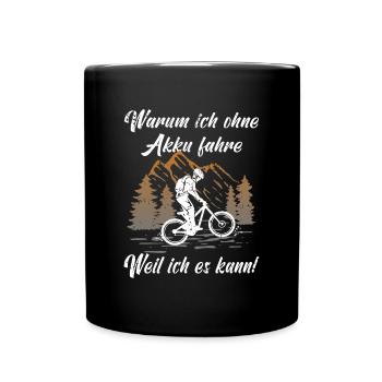 MTB ohne Akku - Fahrrad Radsport Mountainbike - Tasse einfarbig - Schwarz - Vorne