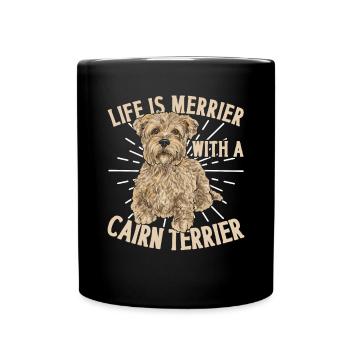 Cairn Terrier Hund - Tasse einfarbig - Schwarz - Vorne