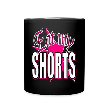 friss meine Shorts - Stern in Pink - Tasse einfarbig - Schwarz - Vorne