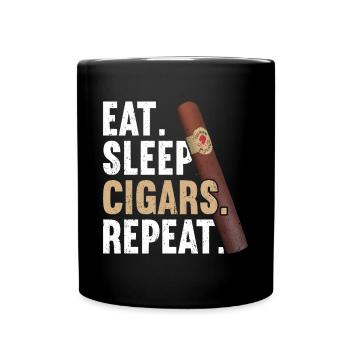 Eat Sleep Cigar Repeat - Tasse einfarbig - Schwarz - Vorne