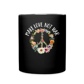 Hippie Peace Sign Peace Flowers Flower Child - Mug uni - noir - Devant