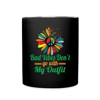 Hippie Peace Sign Peace Flowers Flower Child - Full Colour Mug - black - Front