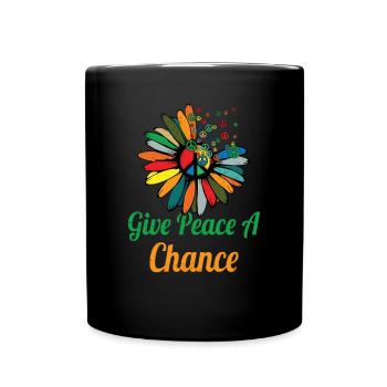 Hippie Peace Sign Peace Flowers Flower Child - Full Colour Mug - black - Front