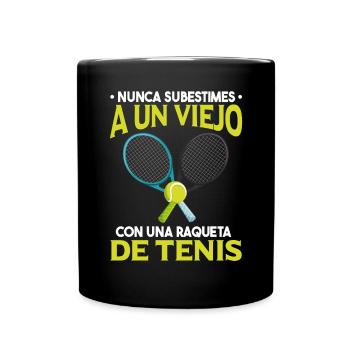 Nunca Subestimes A Un Viejo Con Raqueta De Tenis - Mug uni - noir - Devant