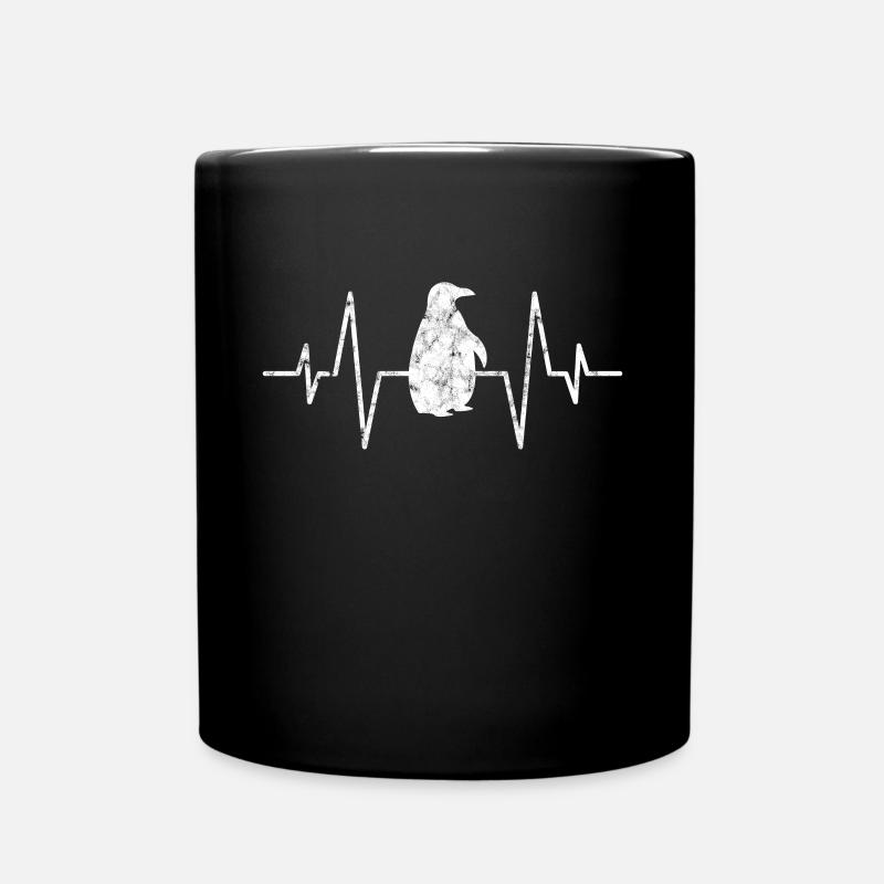 Pinguin Herzschlag - Tasse einfarbig - Schwarz
