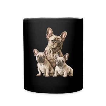 French Bulldog Family - Full Colour Mug - black - Front