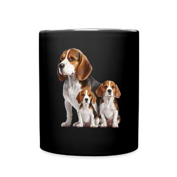 Beagle Family - Full Colour Mug - black - Front