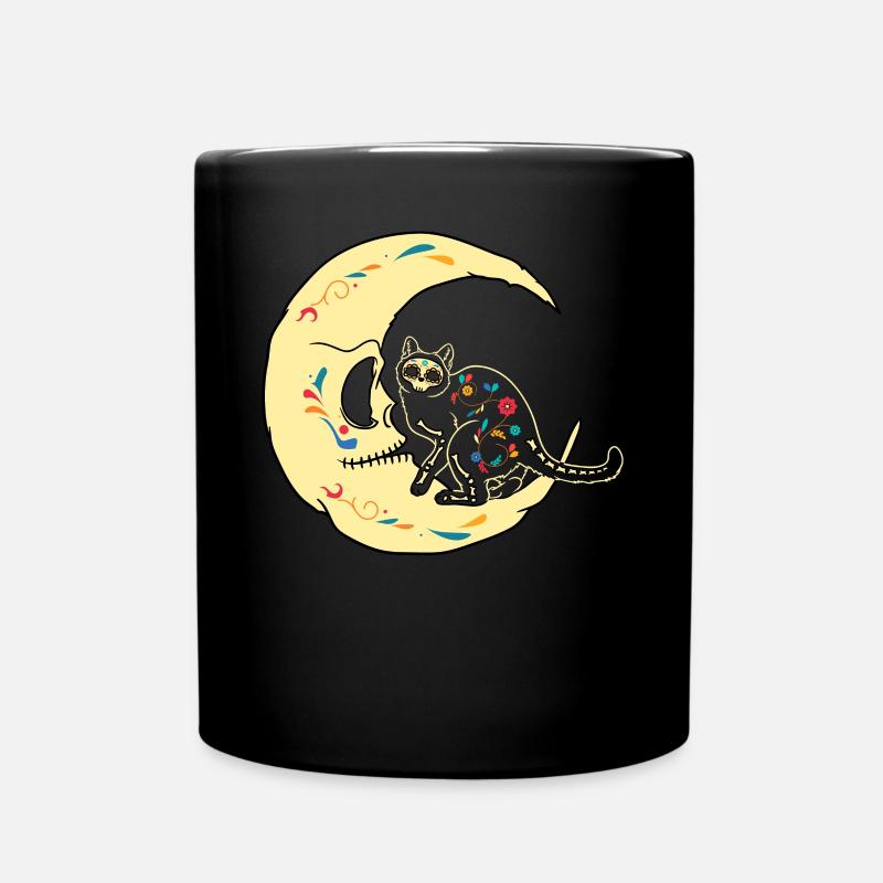 Dia De Los Muertos Cat Moon Sugar Skull Halloween - Tasse einfarbig - Schwarz