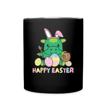 joyeuse Pâques doux dragon Pâques avec œufs de Pâques - Mug uni - noir - Devant