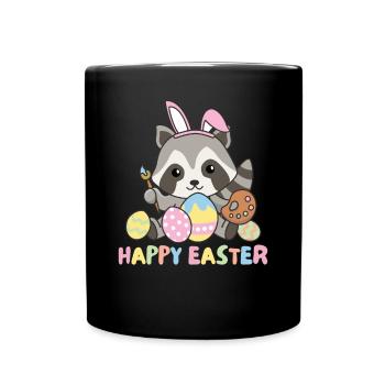 joyeuses Pâques raton laveur doux Pâques avec œufs de Pâques - Mug uni - noir - Devant