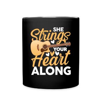 She Strings Your Heart Along - Tasse einfarbig - Schwarz - Vorne