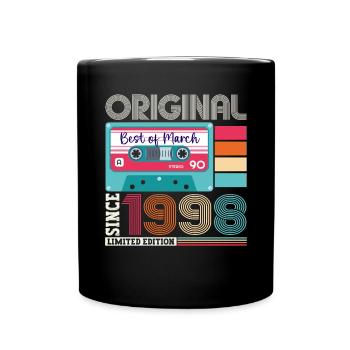 25 Birthday Man March Born 1998 Fun Cassette - Full Colour Mug - black - Front