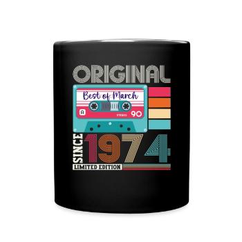49 Birthday Man March Born 1974 Fun Cassette - Full Colour Mug - black - Front