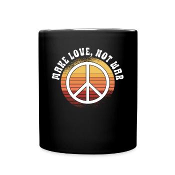 Hippie Peace Zeichen Frieden Blumen Blumenkind - Tasse einfarbig - Schwarz - Vorne
