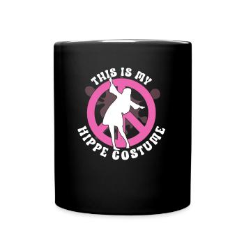 Hippie Peace Zeichen Frieden Blumen Blumenkind - Tasse einfarbig - Schwarz - Vorne