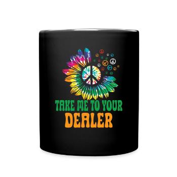 Hippie Peace Zeichen Frieden Blumen Blumenkind - Tasse einfarbig - Schwarz - Vorne