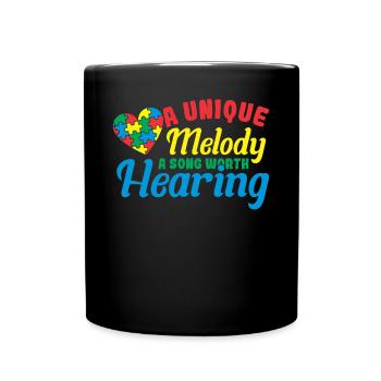 Autism Awareness Month Puzzle Music Heart - Full Colour Mug - black - Front