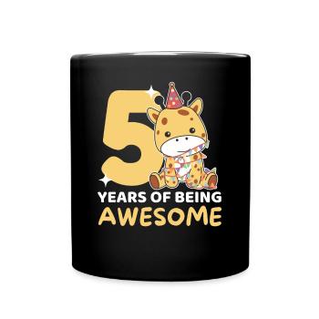 Giraffe for 5th birthday children five years old - Full Colour Mug - black - Front