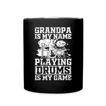 Grand-père est mon nom Jouer de la batterie est mon jeu - Tambour - Mug uni - noir - Devant