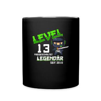 Level 13 Years Birthday Shirt Ninja Gamer - Full Colour Mug - black - Front
