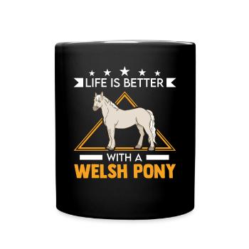 La vie est meilleure avec mon poney gallois - Mug uni - noir - Devant