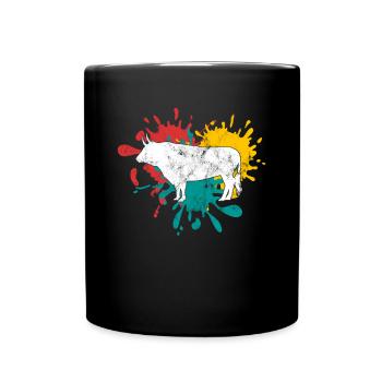 Stier - Tasse einfarbig - Schwarz - Vorne