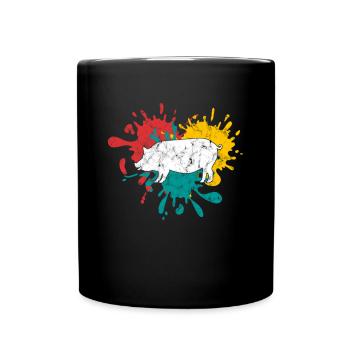 Schwein - Tasse einfarbig - Schwarz - Vorne