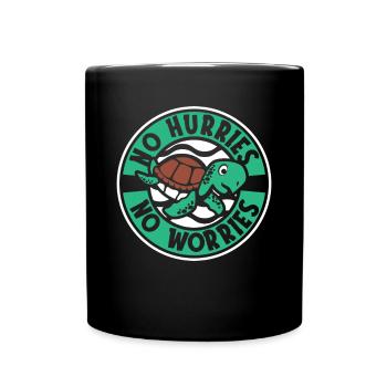 No Hurries No Worries Landschildkröte Schildkröte - Tasse einfarbig - Schwarz - Vorne