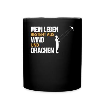 Drachenfliegen Spruch Drachensteigen Geschenk - Tasse einfarbig - Schwarz - Vorne