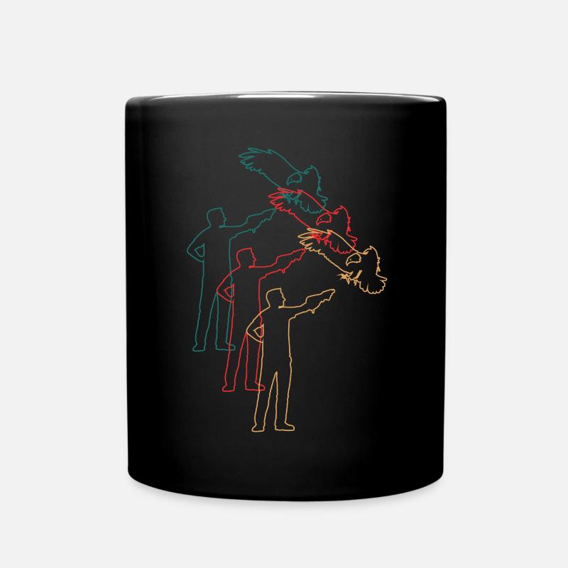 Falkner Mit Greifvogel Falknerei Retro Geschenk - Tasse einfarbig - Schwarz