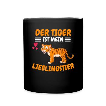 Der Tiger ist mein Lieblingstier Geschenk Tiger - Tasse einfarbig - Schwarz - Vorne