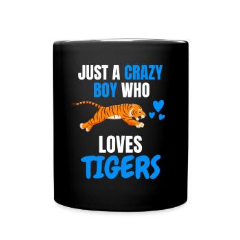 Dschungel Tier Jungen Zoo Tier Geschenk Tiger - Tasse einfarbig - Schwarz - Vorne